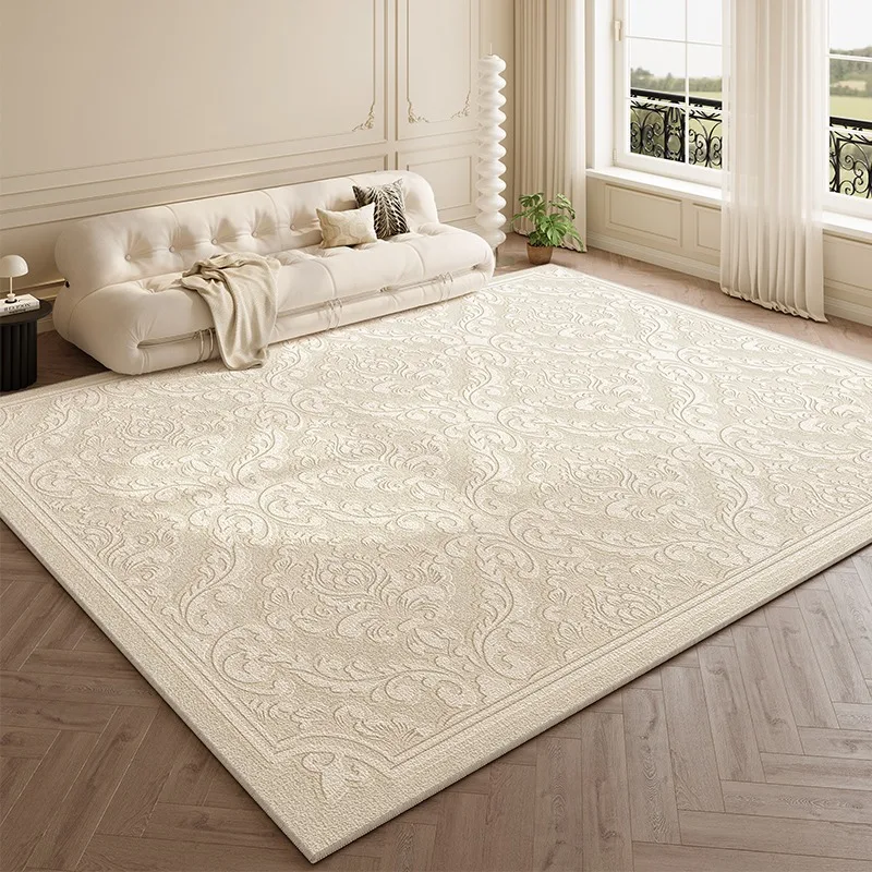 

French Living Room Carpet Beige Lines Light Luxury High-end Retro Floor Mats Large Area Cream Style Bedroom Sofa Rug Ковер Tapis