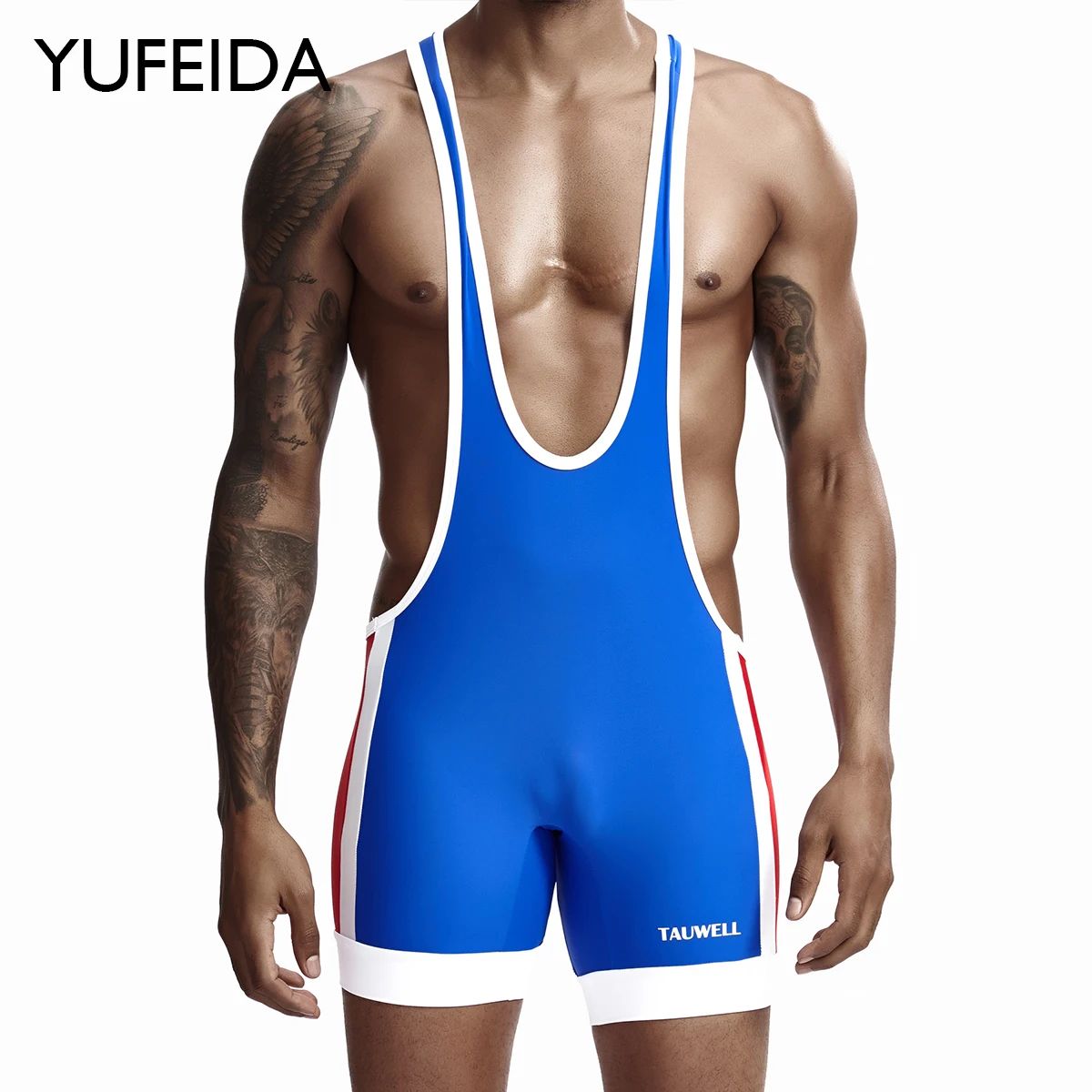 

YUFEIDA Men's Fitness Undershirts Underwear Seamless Workout Bodysuits Wrestling Singlets Shirts One-piece Bodywear Jumpsuit 2XL
