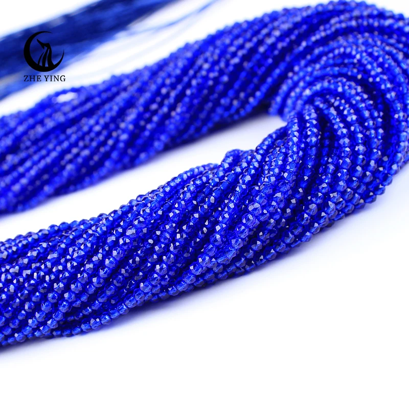 

Zhe Ying 2mm 2.5mm 3mm 7 Sapphire blue hydro Round micro faceted Crystal spacer Loose Beads for DIY Jewelry Making