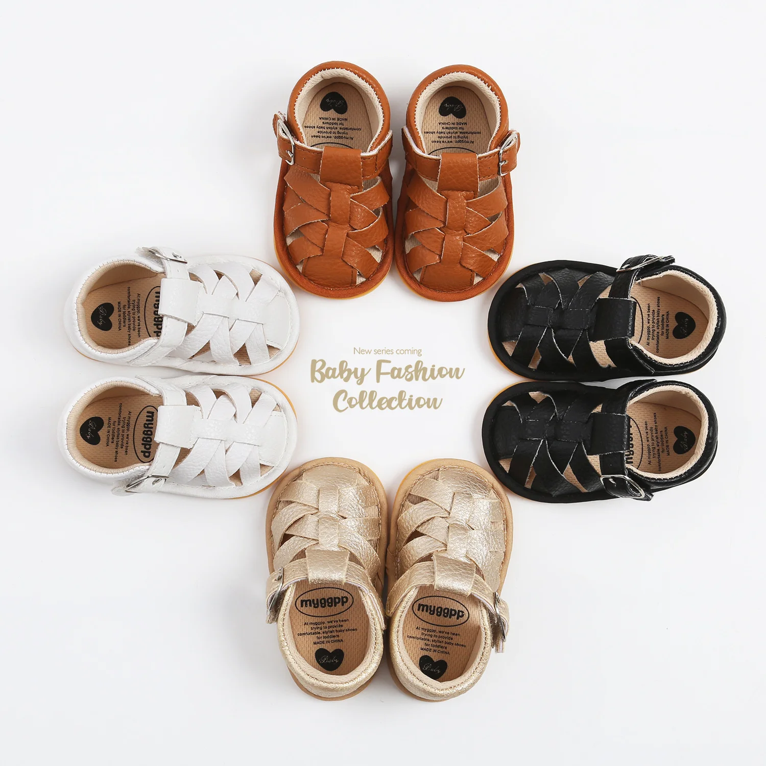 

Baby Sandals Soft Leather Rome Style Toddlers Summer Little Shoes for Girls Boys 0-18m Sandals Newborns Non-slip First Walkers