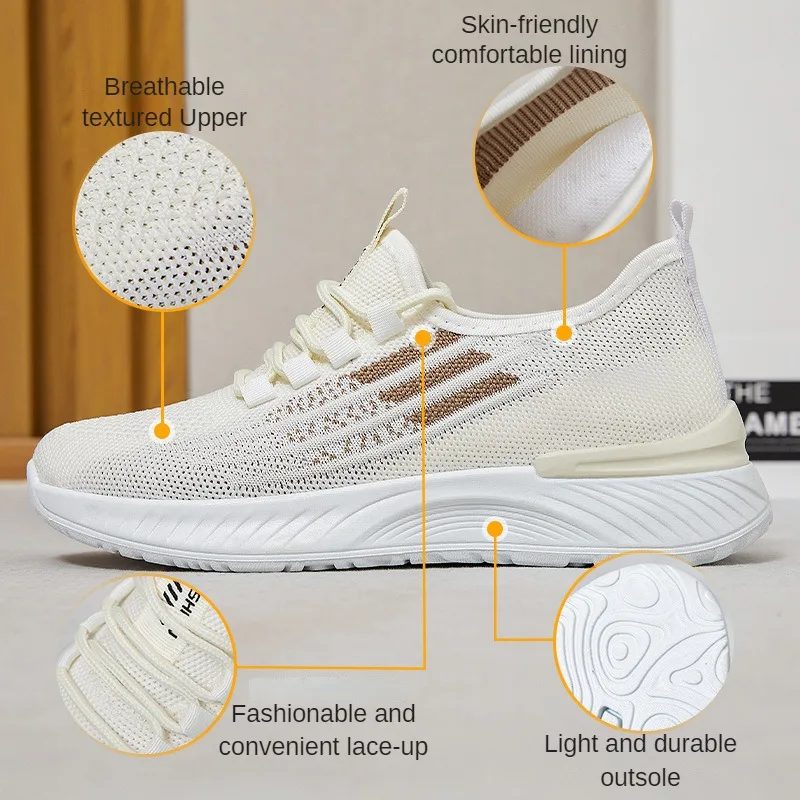 2023 New Style Four Seasons Women's Shoes Spring Summer Fashion Flying Woven Lace-up Casual Sports Shoes Breathable Sneakers