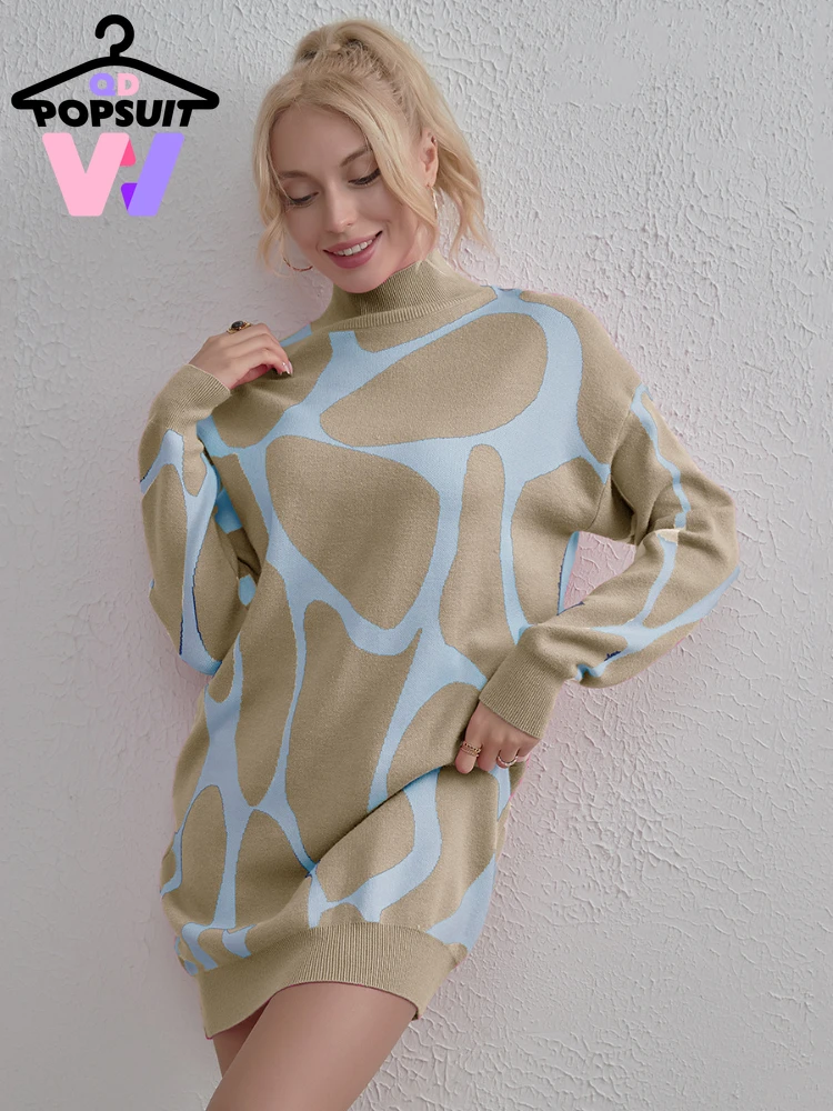 

New In Autumn Winter Women's Knitted Dress Fashion Long Sleeve Pullover Short Skirt Elegant Sexy Sweater Women's Tops Clothes