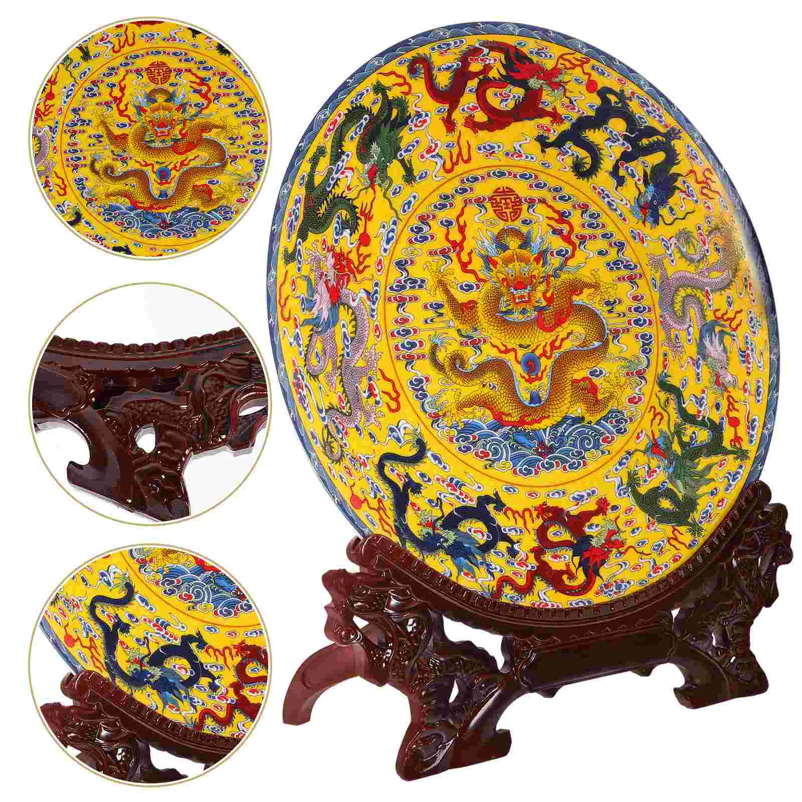 

Decor Decorative Ceramic Plate With Stand Decorate Plates For Home Food Dish Abs Office Ornament Artwork