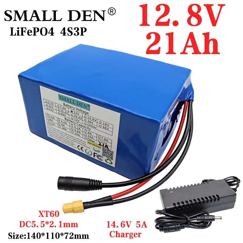 

12.8V 21Ah 32700 Lifepo4 Battery Pack 4S3P 40A Same port charge and discharge Balanced BMS 12V Power supply E-boat + 5A Charger