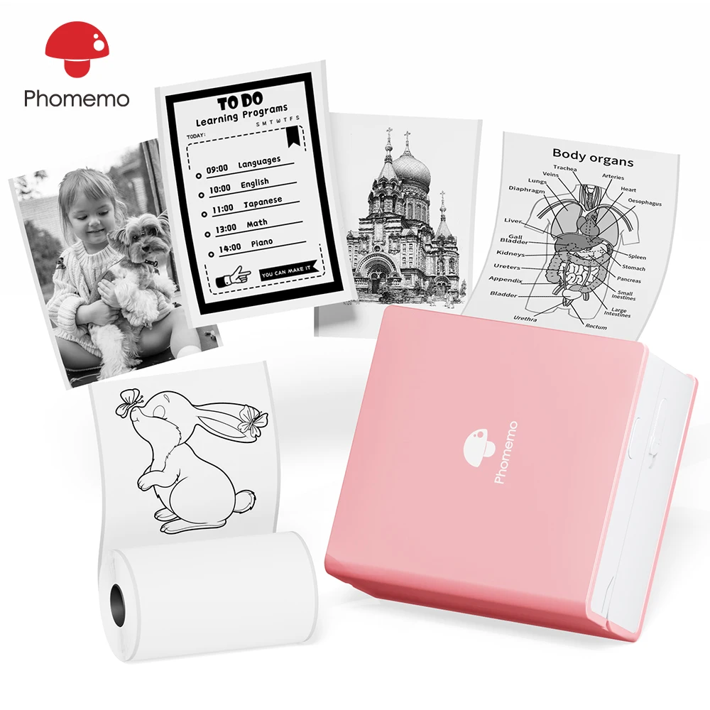 Мини-принтер Phomemo мобильный фотопринтер Bluetooth Термопринтер для обучения офиса