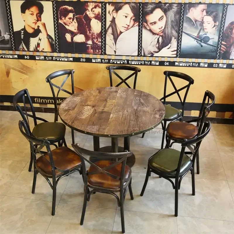 

Free Shipp Cafe Shop Wooden Side Table For 2 Restaurant Large Round Dining Table And Chairs Set Industrial Commercial Furniture