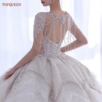 topqueen vg46 luxury bridal shawl rhinestone tassel wrap bridal choker neck shawl with rhinestone crystals beaded sparking