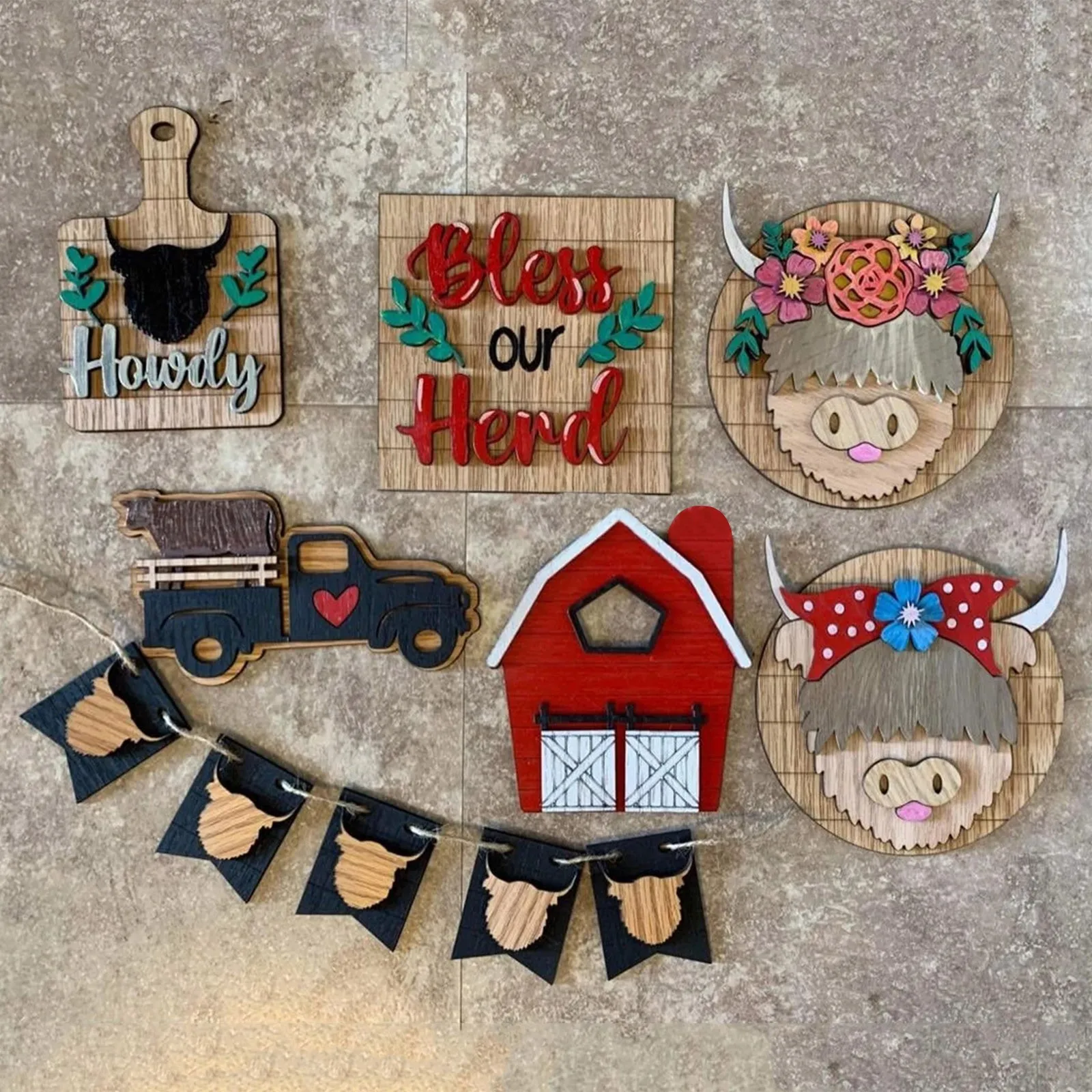 Многослойный Набор Подносов Для Декора Торта Фермерские Животные Корова Дизайн