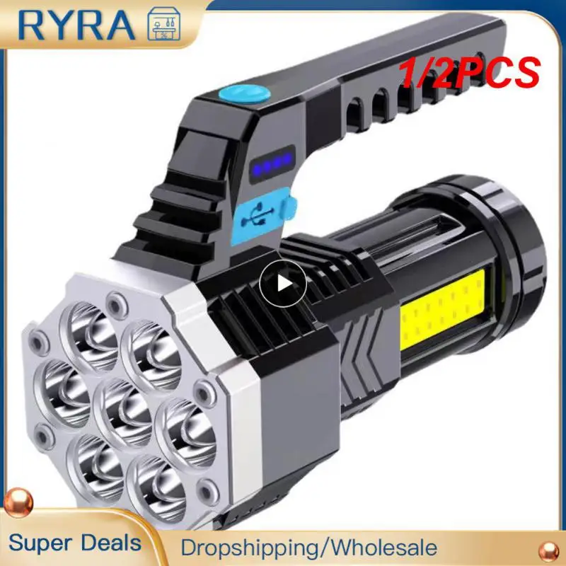 

1/2PCS High Power Led Flashlights Cob Side Light Lightweight Outdoor Lighting ABS Material 7LED Rechargeable Flashlight
