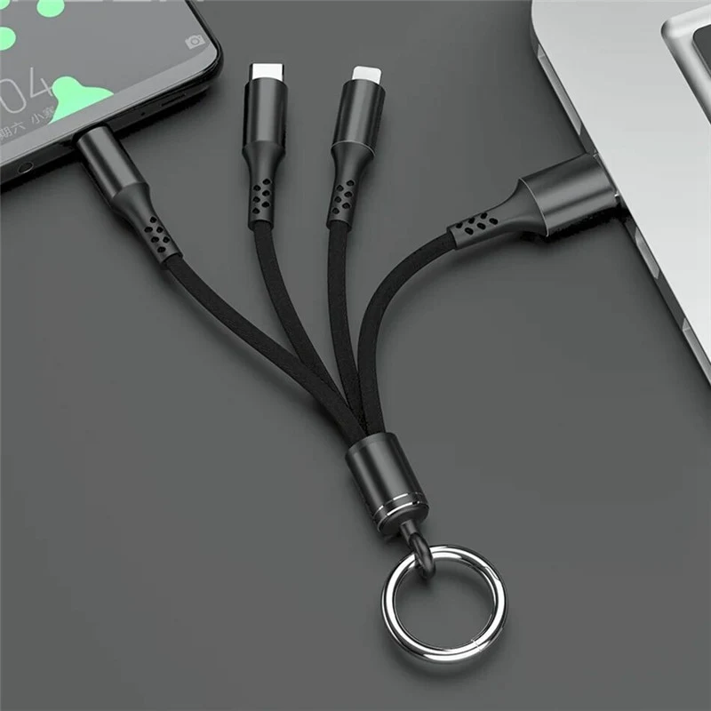

Cable Charger 3 in 1 Fast Charging Micro USB 3A USB Phone Type-C iOS Keychain
