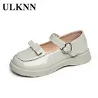 ULKNN кожаная обувь для девочек, детская черная школьная обувь для весны 2022, Новая мягкая кожаная обувь на платформе для маленьких детей