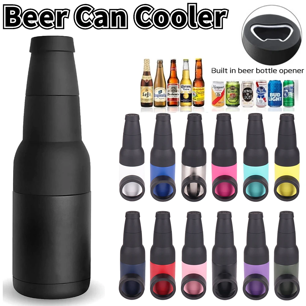 Double Layer Insulated Keep Beer Cola Drink Beverage Cold Keeper With Bottle Opener