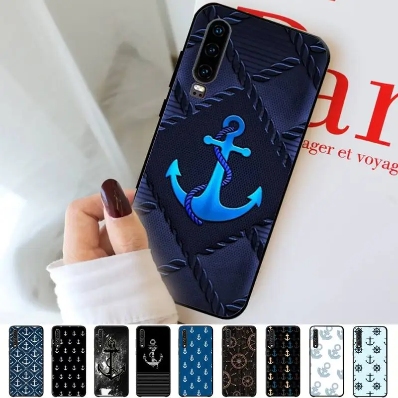 

Stripes Anchor Boat Ship Wheel Phone Case for Huawei P30 40 20 10 8 9 lite pro plus Psmart2019