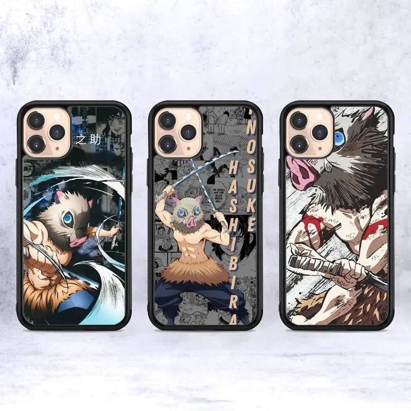 

Anime Demon Slayer Hashibira Inosuke Phone Case Silicone PC+TPU Case For iPhone 14 11 12 13 Pro Max 8 7 6 Plus X XR Hard Fundas