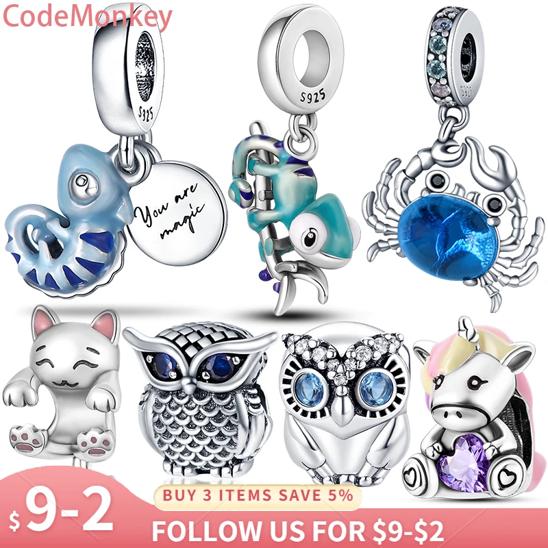 

925 Sterling Silver Chameleon Series Charms Fit Pandora 925 Original Bracelet DIY Bead Jewelry For Women Set Pendant Gift Hot
