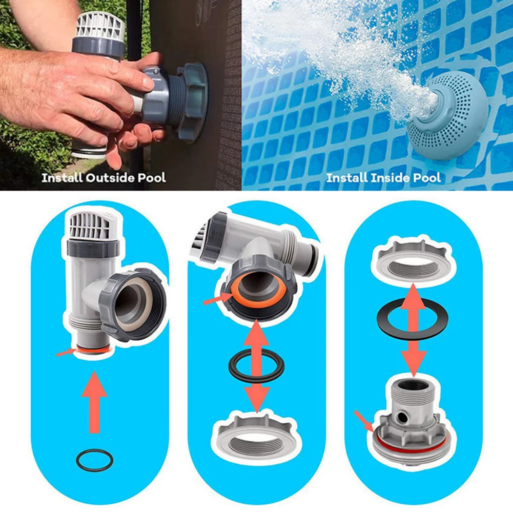 

O-Ring Washer Garden Yard 1.5 Inches 6pcs/set Black Flat O-Ring Rubber Washer Pool Equipment Parts Replacement