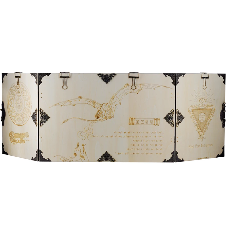 Деревянная подземелье мастера DM экран лазерная резка дракон и огненный крест