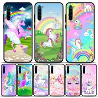 cute cartoon rainbow unicorn animal phone case for xiaomi redmi 9 9c nfc 9t 10 10c 6 8 a k40 k50 pro plus soft shell cover cases