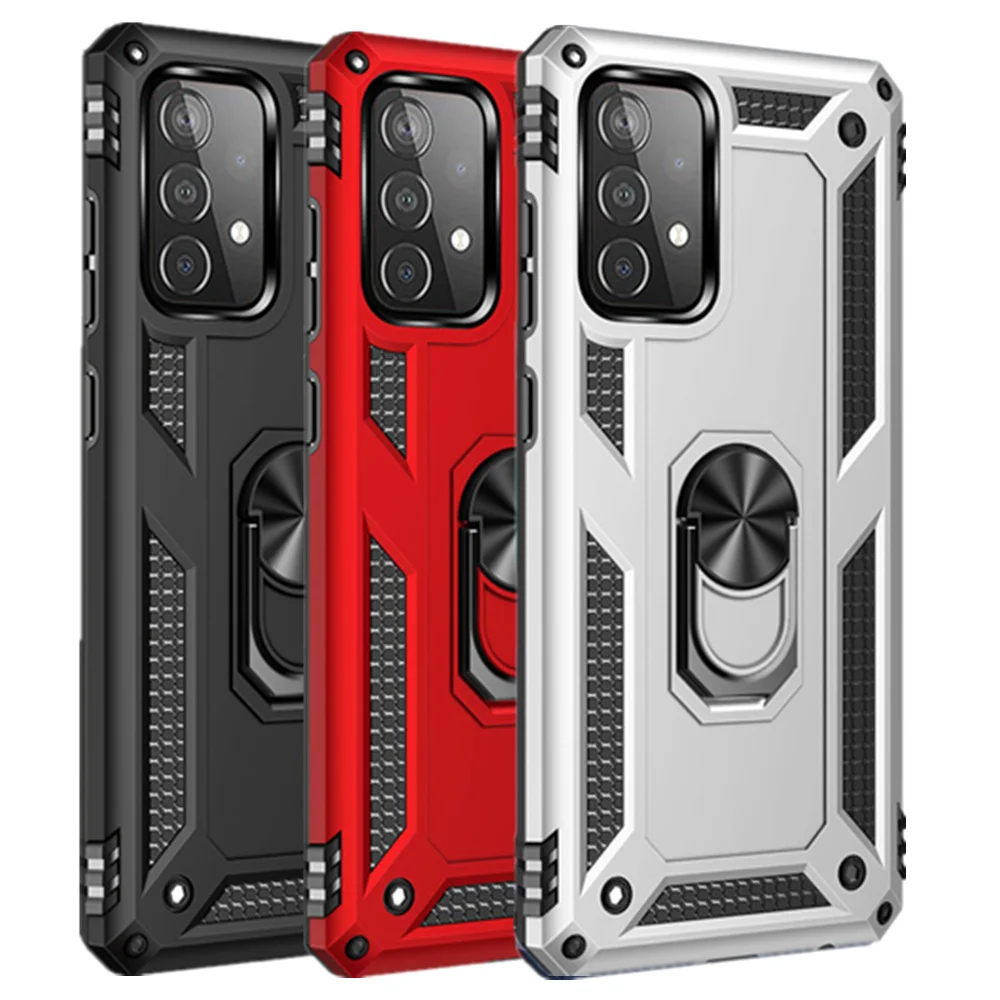 

For Samsung Galaxy A52 4G 5G Case Armor Shockproof Silicone Metal Ring Funda For Samsung A72 A52S 5G Galaxy A 52 72 52S Funda