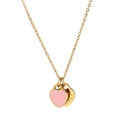 Модное ожерелье с двойным сердцем из розовойсиней эмали для женщин и девушек Роскошная цепочка из нержавеющей стали дружба Изящные ювелирные изделия подарок
