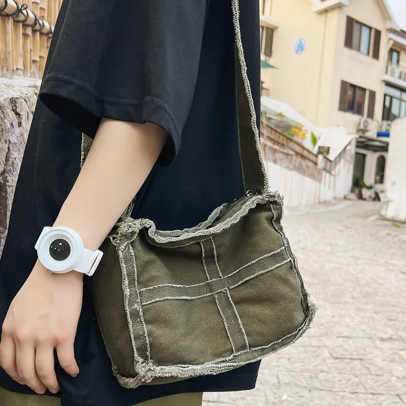 

Canvas Shoulder Bag Thick Cloth Small Messenger Bag Retro Vintage Crossbody Bags