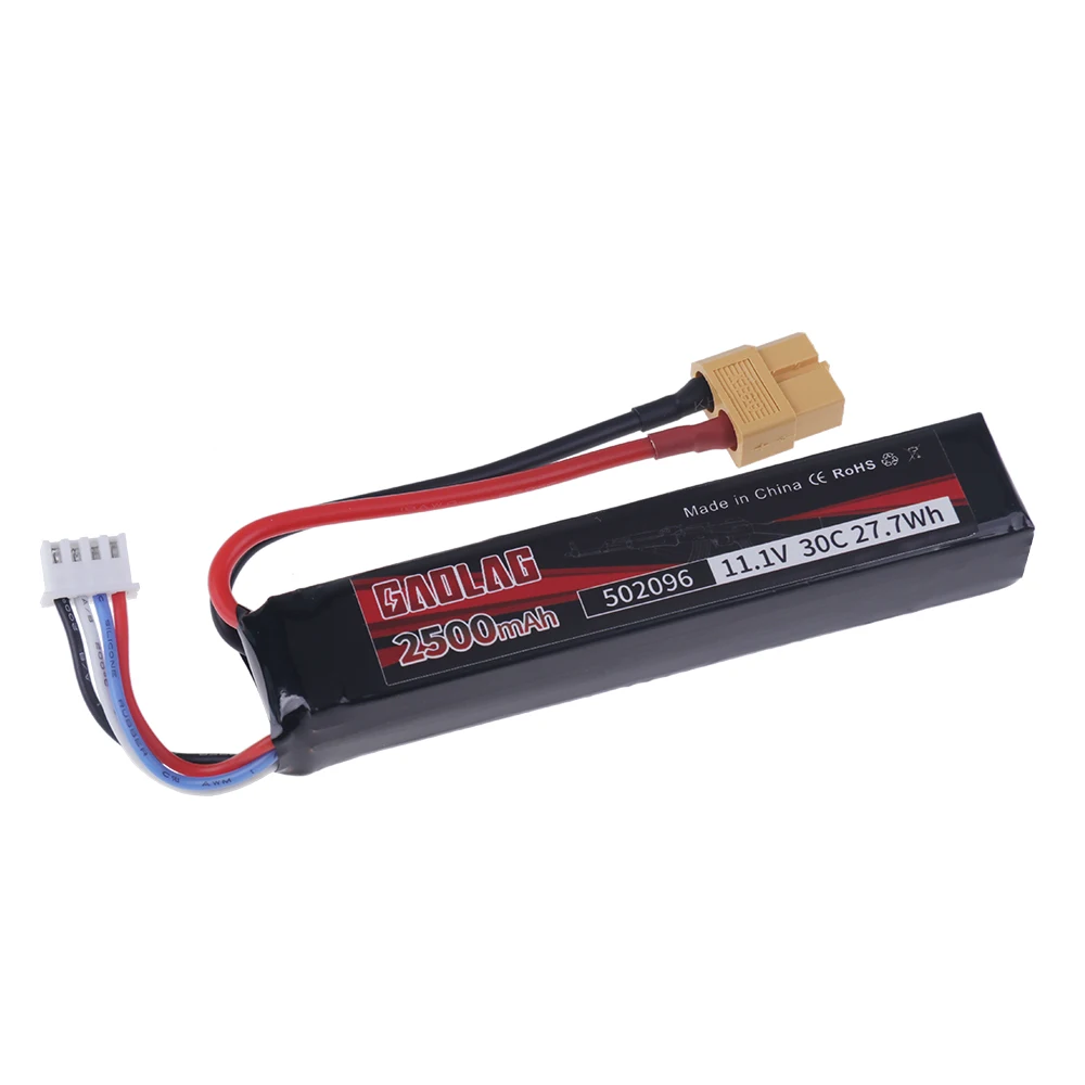 Фото Аккумулятор LiPo 11.1V 3S 502096 30C 2500mAh 27.7Wh с разъемом Tamiya для пневматического пистолета, электрических игрушечных пистолетов и бластеров. №3