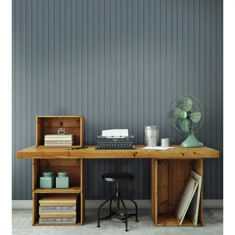 

Blue Wood Look Beadboard Peel & Stick Wallpaper
