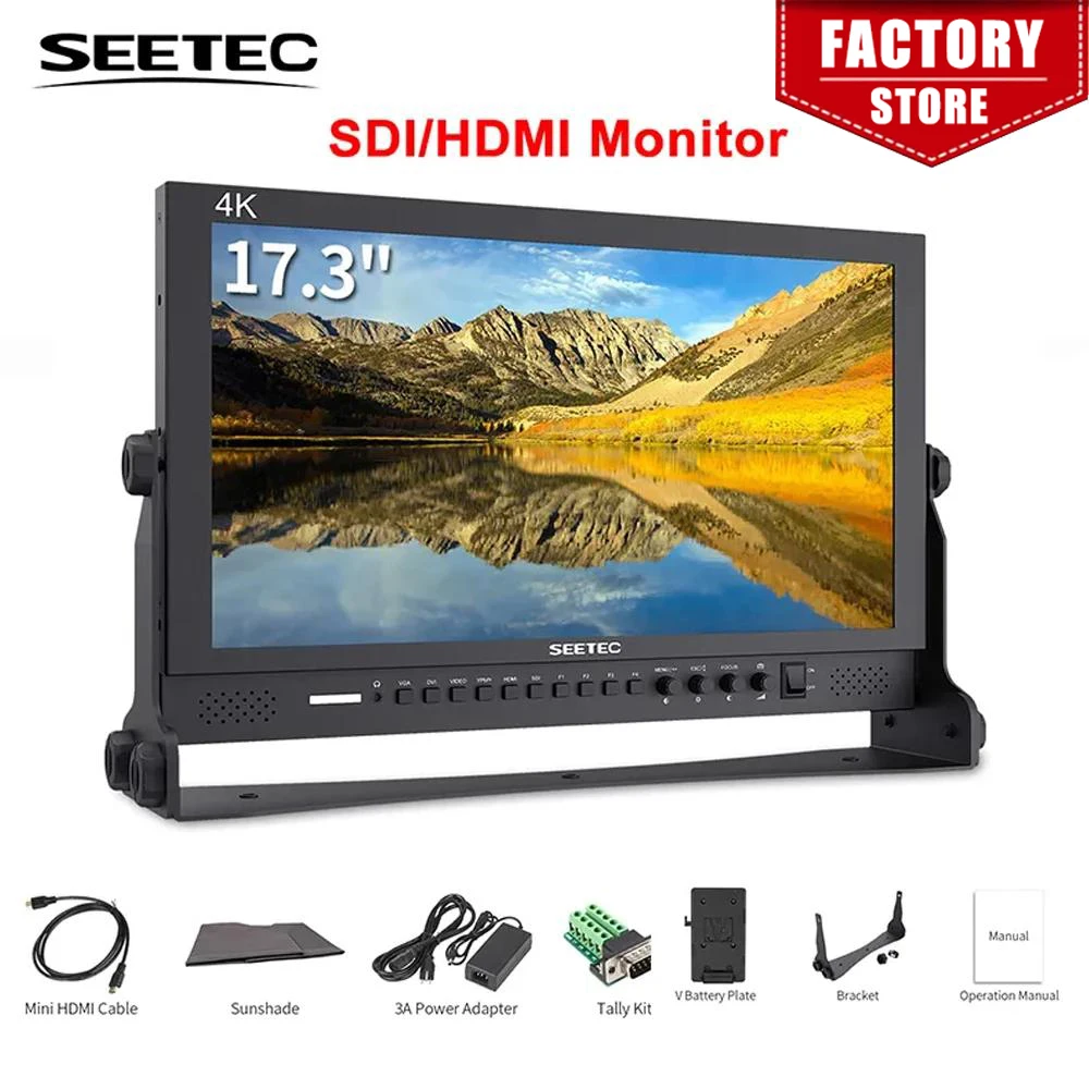 Жидкокристаллический монитор для широковещания Seetec P173-9HSD 17,3 дюйма IPS 4K, алюминиевый 1920x1080 с 3G-SDI HDMI AV YPbPr, жидкокристаллический директор Mointor