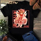 Женские футболки с мультяшным рисунком, футболка с капюшоном для карт сакуры, забавная женская футболка в стиле Харадзюку, женские футболки с коротким рукавом в стиле ольччан, шикарные женские футболки