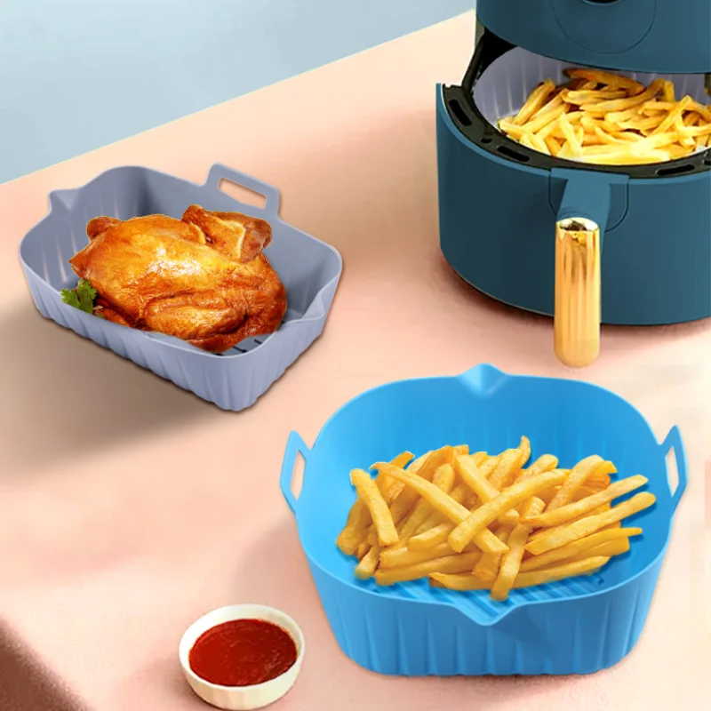 

Multi-style Silicone Circular Tray Multi-size Reusable Square Air Fryer Pot Rectangle Baking Tool Oven Accessories Kitchen Ware