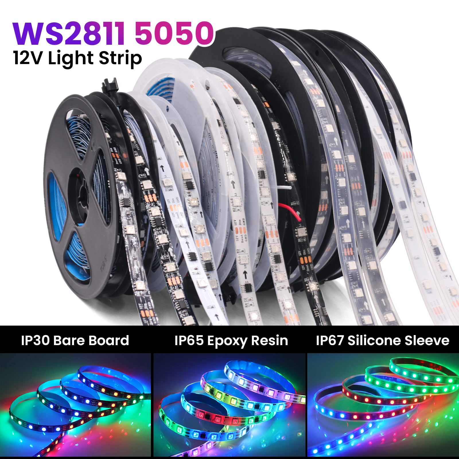 GAHADA WS2811 RGB Светодиодная лента 30/60 светодиодов/м IP20/65 12В ...