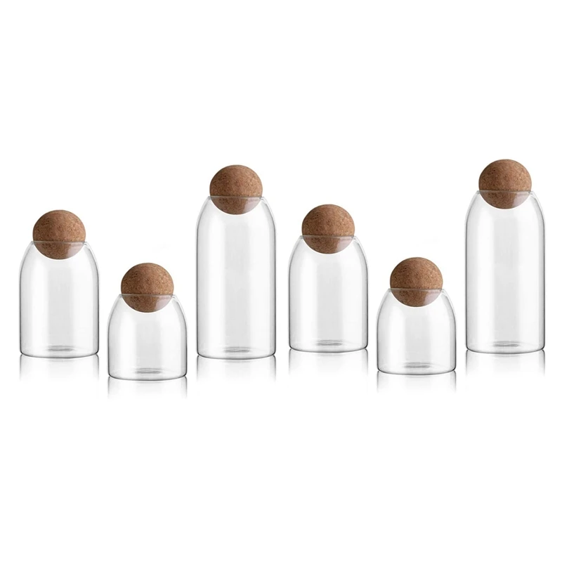 

6 шт. стеклянные банки с герметичным уплотнением, Шариковая пробковая крышка, прозрачные банки для печенья, каменные банки, банка для хранен...