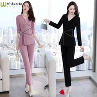 fashion suit pants two piece set womens 2022 new spring and autumn korean version leisure age reducing slim professional wear
