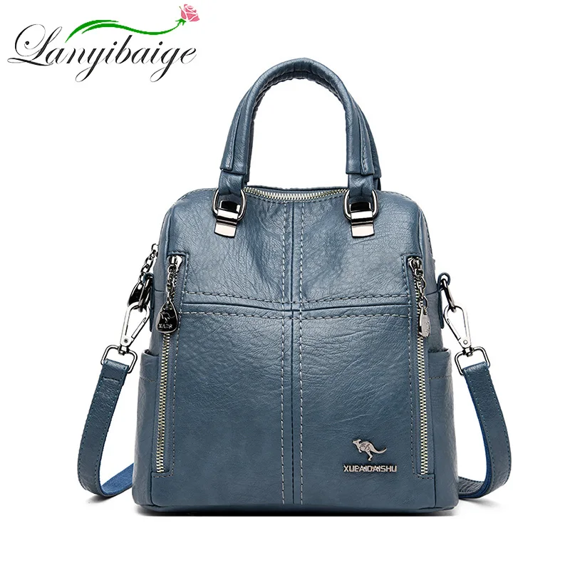 

LANYIBAIGE New Women Backpack Multifunction Bags Designer High Quality Leather Women Crossbody Bag School Bags Travel Backpacks