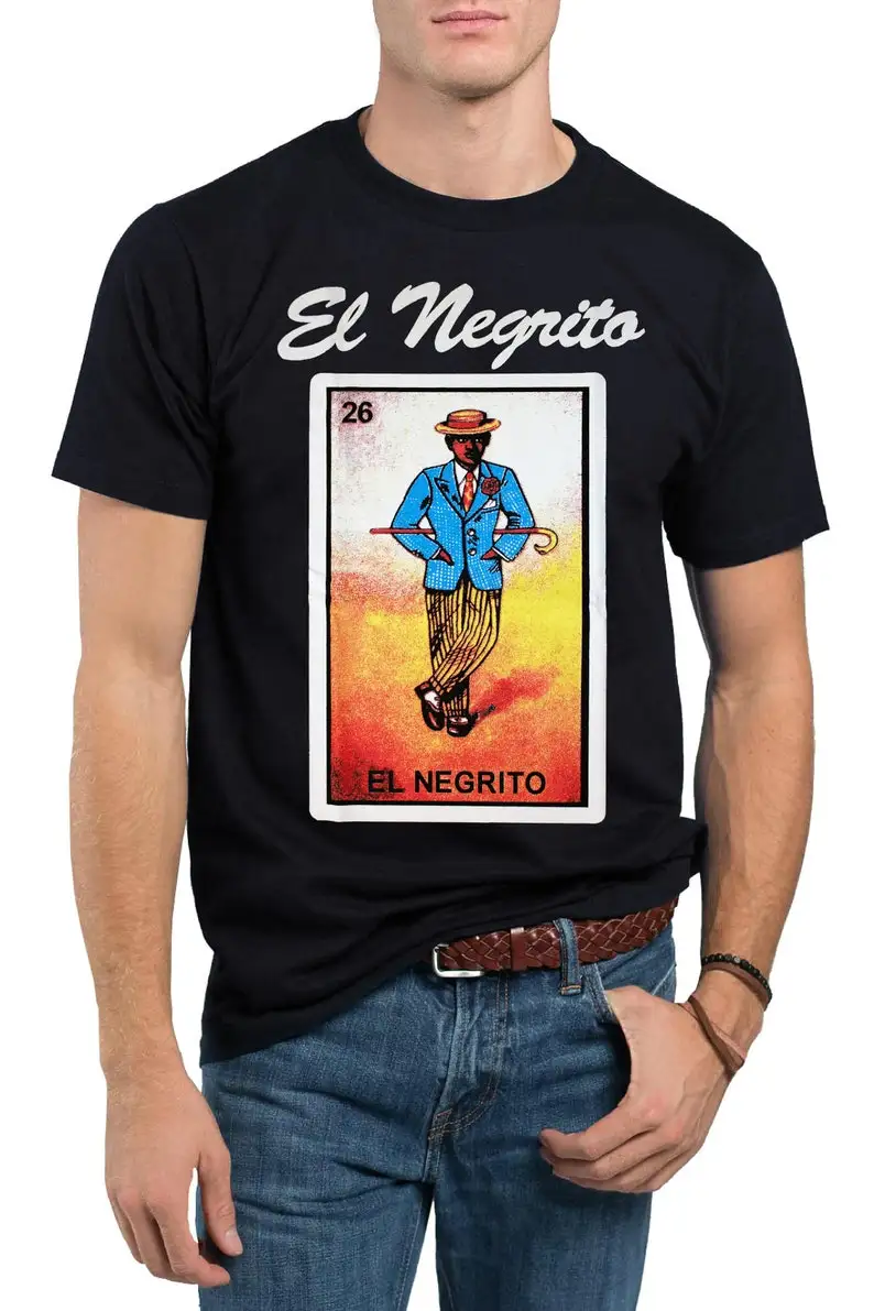 El Negrito Loteria Mexican Bingo T-Shirt Novelty Funny Family Tee Black New