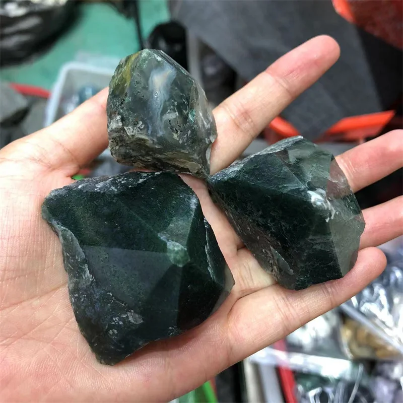 

1PCS Green Moss Agate Rough Tower Natural Stones Polished Quartz Crystal Healing Reiki Gemstones Crafts Home Decoration