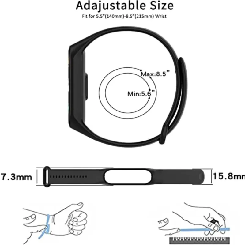 Watchband For Mi Band 7 6 5 4 3 Bracelet Xiaomi Mi Band 5 4 Strap Silicone Sport Replacement Wristband Smartwatch Accessories