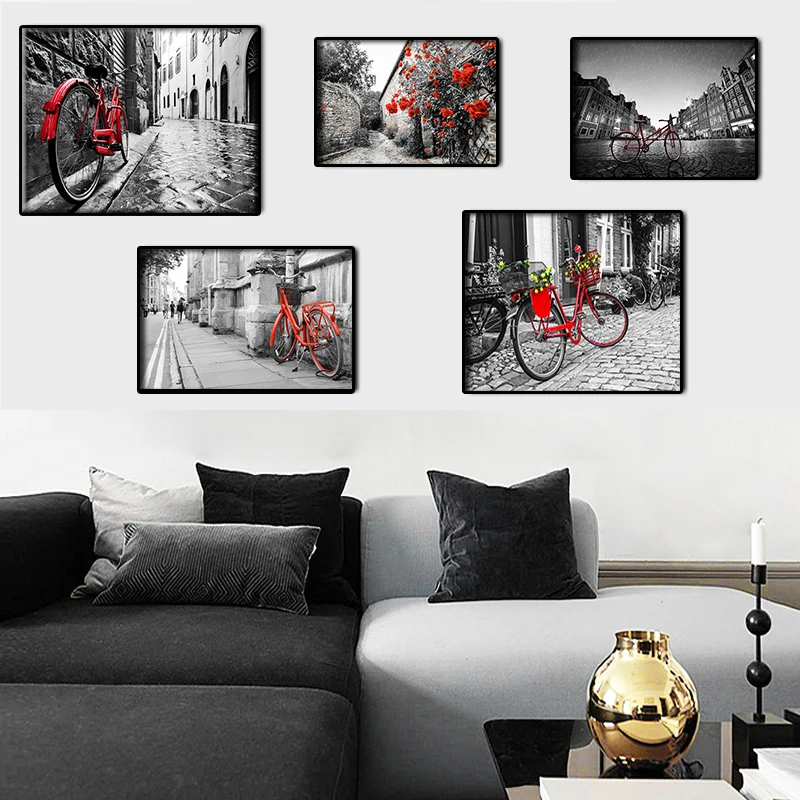 

GATYZTORY Painting By Number Bike DIY Drawing On Canvas Wall Art Pictures By Number Landscape For Adults Home Decoration Gift