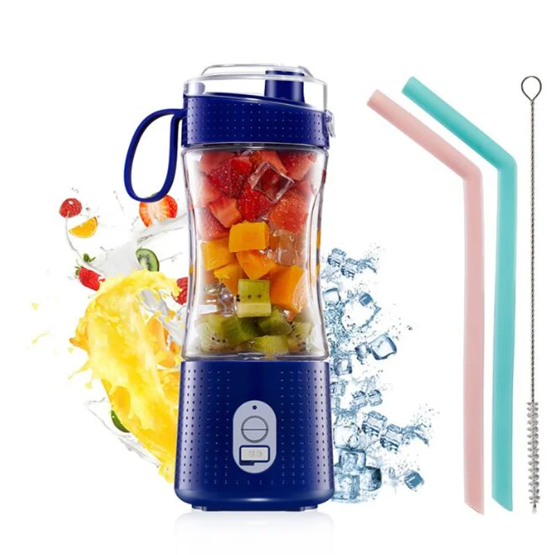 

Portable Juicer Blender & Mixer Bottle To Go With Straw 380ml Fresh Juice Extractor Mini Electric Cute Rechargeable Squeezer