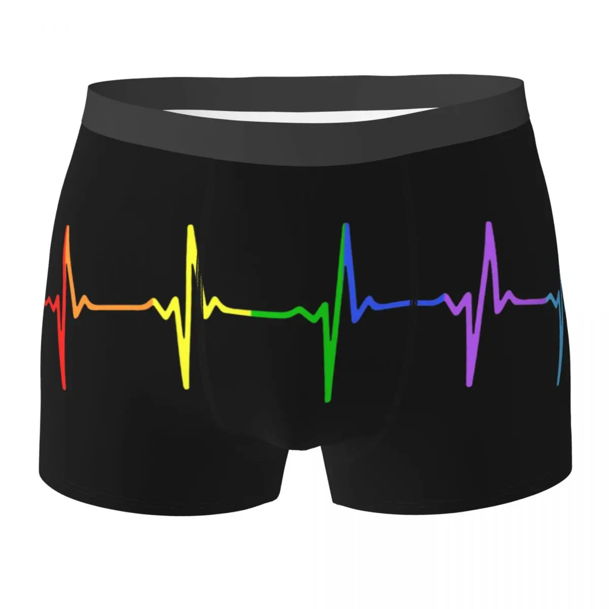 

Rainbow Pulse Hearbeat LGBT Man Underwear Gay Pride LGBTQ Lesbian Boxer Briefs Shorts Panties Novelty Soft Underpants for Homme