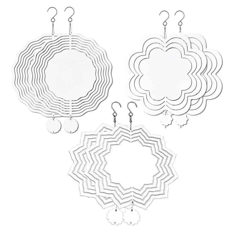 

6 Pack Sublimation Wind Spinner Blanks Wind Spinners With Wave Lotus Flower Shape,Double Sided Garden Hanging Decor-FS-PHFU