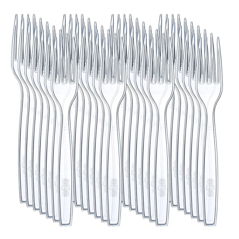 25Pcs Large Clear Transparent Cutlery Disposable Forks For P