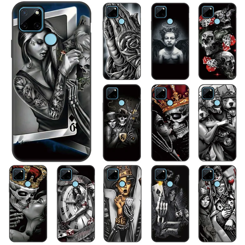 

Silicone Skull Pattern Phone Case For Oppo A53 2020 Case For Oppo A32 A33 A72 A71 A73 A79 A52 A15 A15S A35 A5 A9 A7 A5 A33 Cover