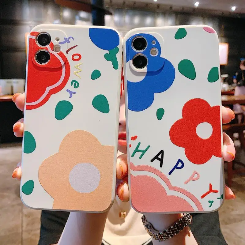 

NOHON phone Casing For SAMSUNG S22 ULTRA S8 S9 S10E LITE S20 FE S21 PLUS happy flower Anti-Scratch Non-Slip Case
