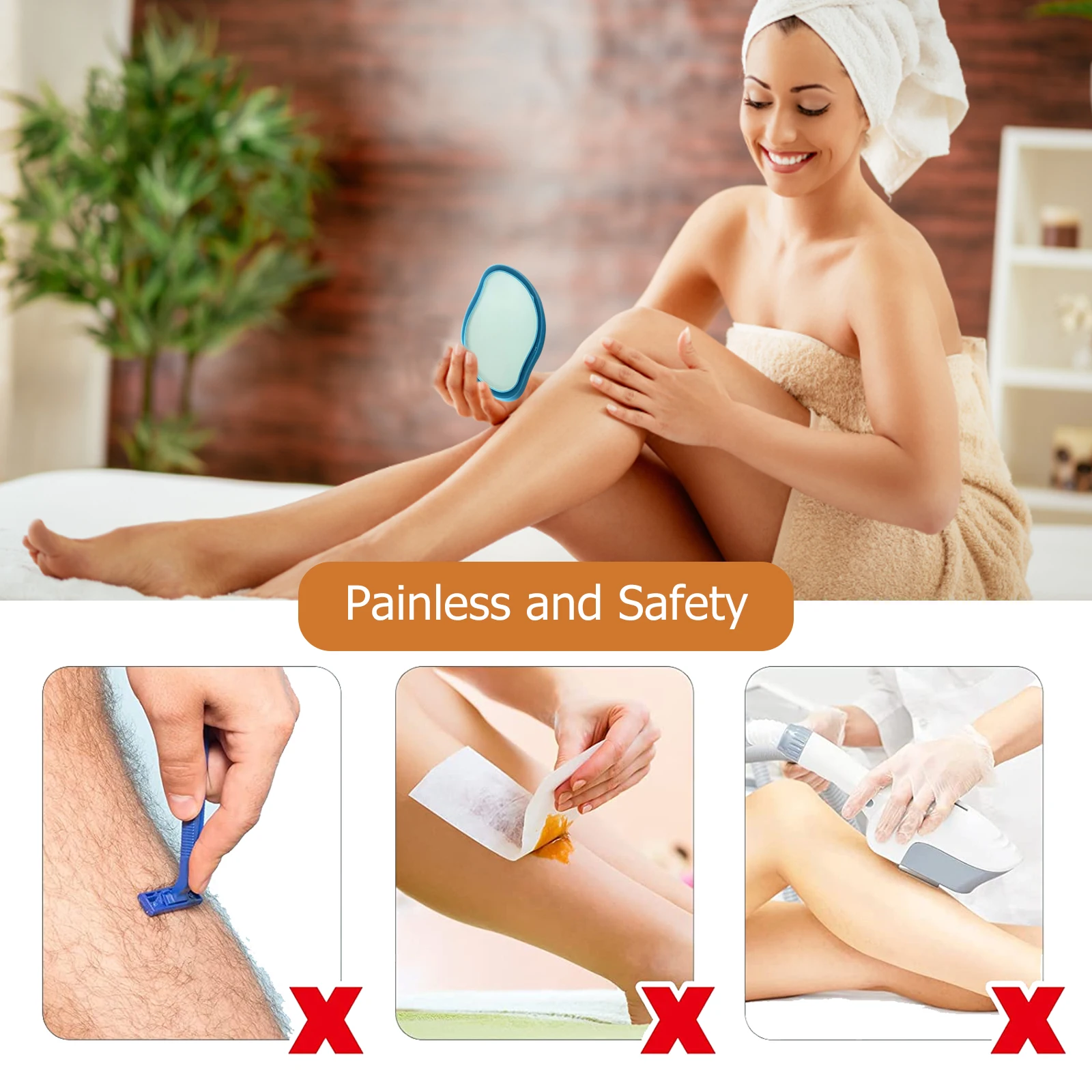 

Crystal Hair Eraser Epilators Apply to Any Part of Body Painless Skin Exfoliating Hair Remover Removal Tool for Men and Women