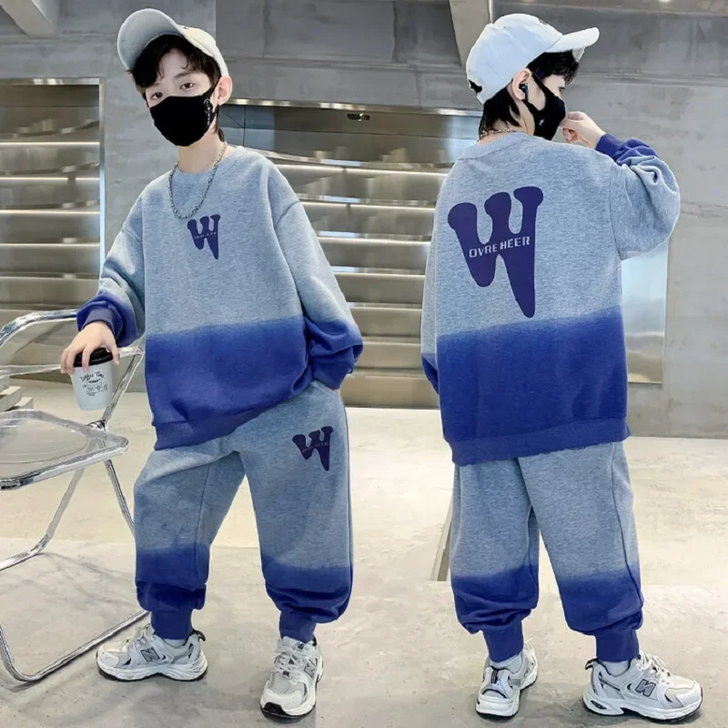 Спортивный костюм для мальчиков Свитшот и штаны с надписью контрастных цветов