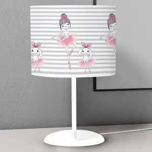 Cute Tiny Ballerina And Bunny Kids Room Nightstand Night Desktop Lamp Decorative Lampshade Book Reading Light Lantern Bedside