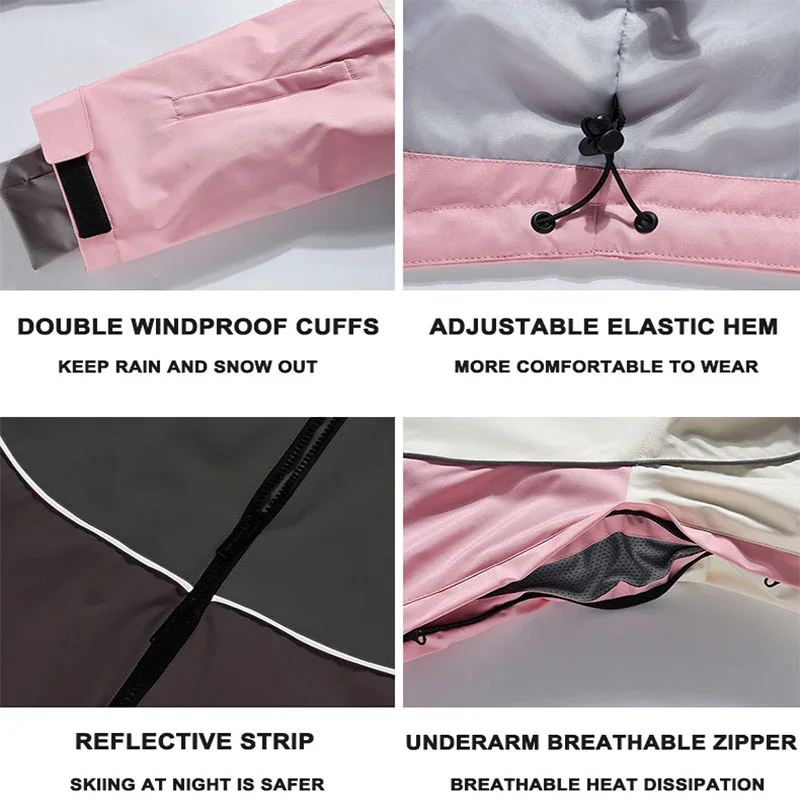 Men's and Women's Ski Wear Male Winter Windproof Waterproof Snowboarding Jacket Pants Female Warm Outdoor Suits