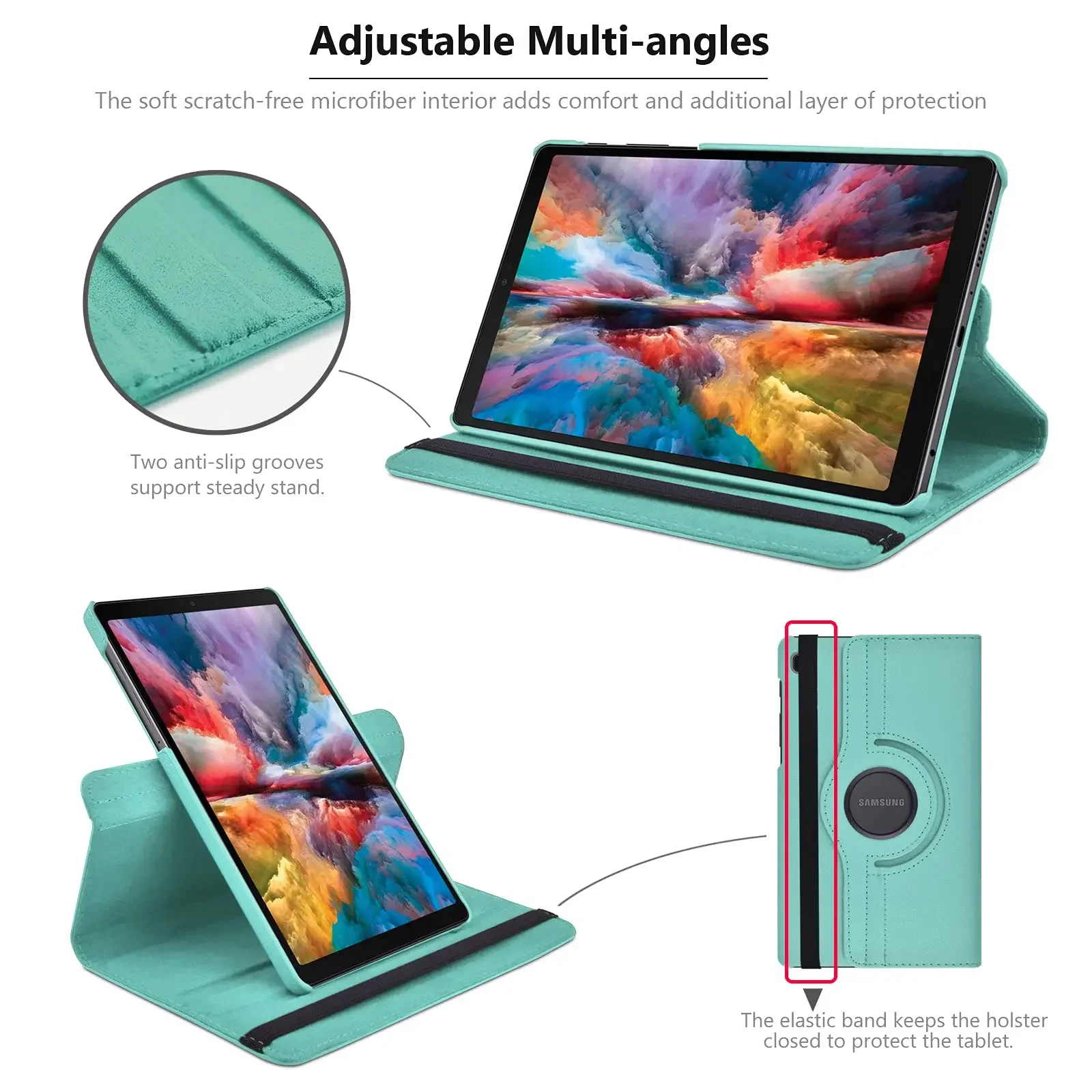 Фото Чехол для Samsung Galaxy Tab A7 Lite 8,7 дюйма, 2021 SM-T220/T225, чехол-книжка из искусственной кожи с функцией подставки, вращающийся чехол с функцией автоматического сна/пробуждения №3