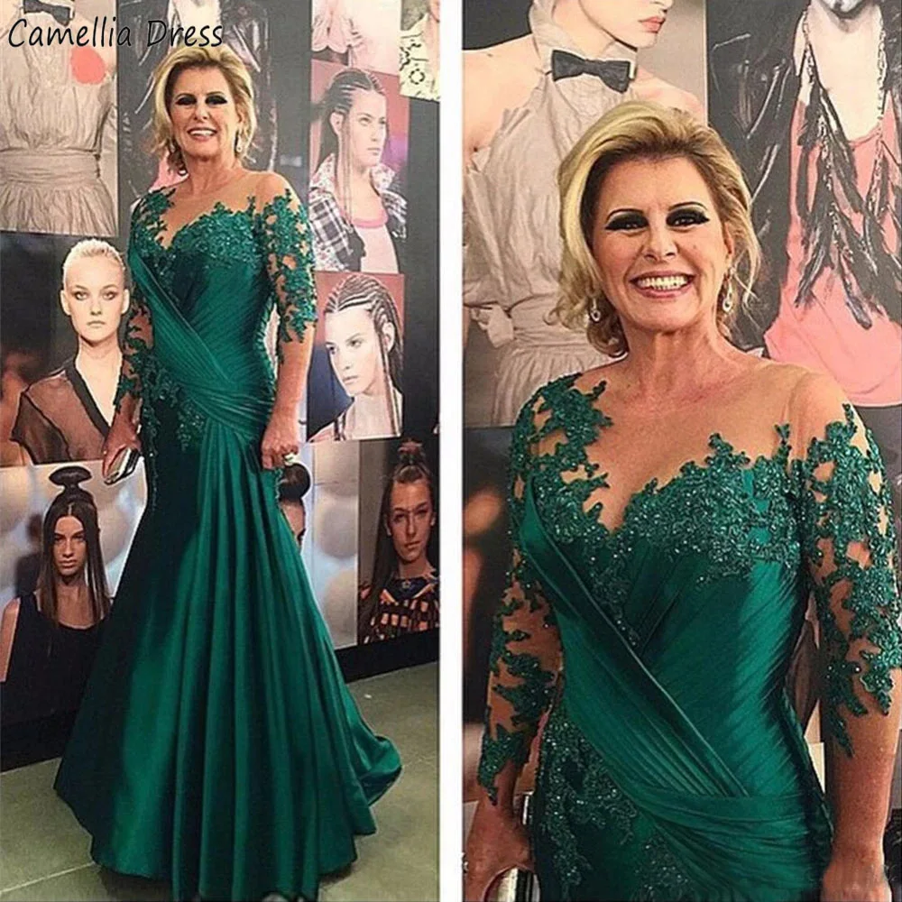 

Женское кружевное платье с юбкой годе, элегантное Прозрачное платье для матери невесты с круглым вырезом, полурукавами и кружевной аппликацией, платье для свадьбы